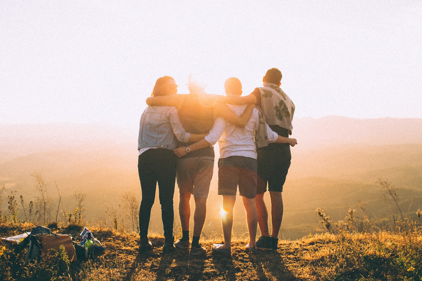 Friends laughing together outdoors